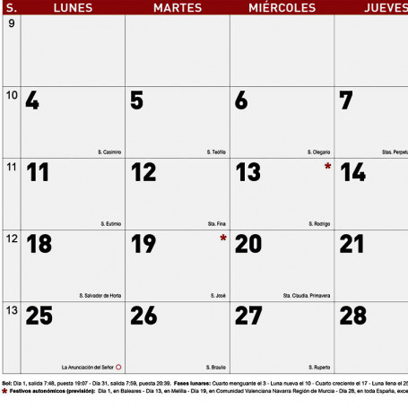 Planning Clásico Mensual 43x31 Myrga detalle