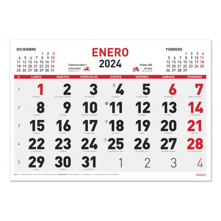 Calendario Mensual 43 x 31 cm Myrga 2024