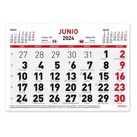 Calendario Mensual 21 x 15 cm Myrga 2024