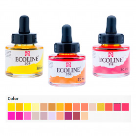 Acuarela Ecoline Gama Amarillos Rojos y Rosas Talens