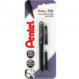  Set Brush Pen Cerda Sintética Pentel: Pincel + 2 recargas