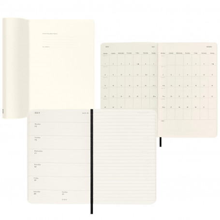 Agenda Semanal XL Tapa Blanda Moleskine Contenido