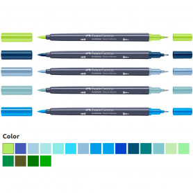 Rotulador Alcohol Doble Punta Azules y Verdes Faber Castell