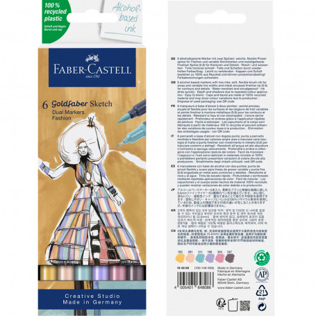 Set Temático 6 Rotuladores Alcohol Doble Punta Faber Castell Moda