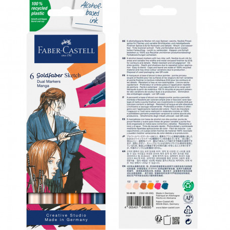 Set Temático 6 Rotuladores Alcohol Doble Punta Faber Castell Manga