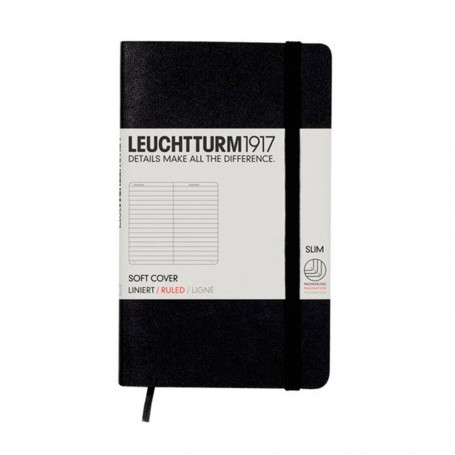 Libreta de Bolsillo Tapa Blanda Din A6 Negro Leuchtturm 1917 Rayado Horizontal