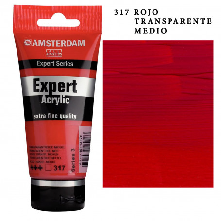 Acrílico Amsterdam Expert Series Amarillos Rojos y Malvas 317 Rojo Transparente Medio Serie 3