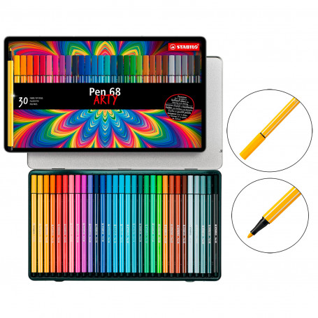 Caja Metal Rotuladores Pen 68 Stabilo-30 colores