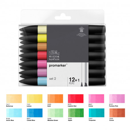 Set 12+1 Promarker Tonos Surtidos Winsor & Newton Modelo Nº 2