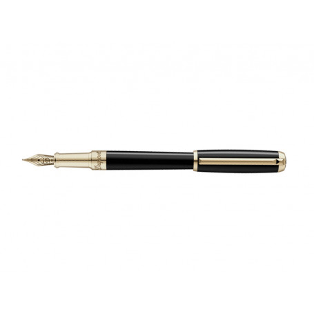 Estilográfica Elysee Linea D Negra Oro Dupont Laca Negra