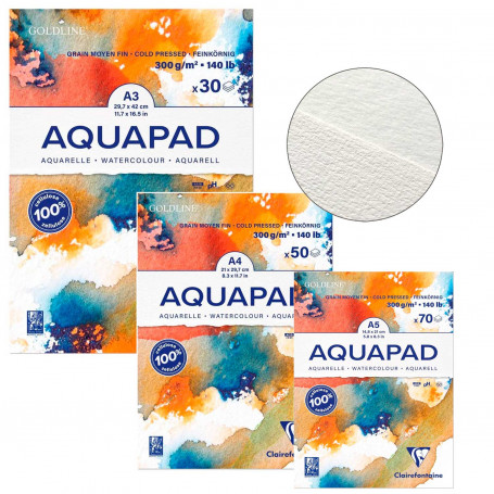 Bloc Acuarela 300 gr/m2 Grano Medio Fino Aquapad Clairefontaine