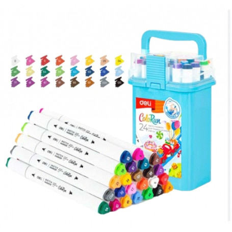 Maletín Azul de Doble Punta 24 colores Sketch Marker Colorun