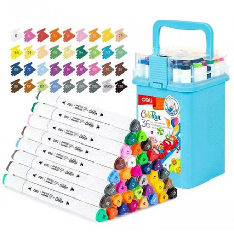 Maletín Azul de Doble Punta 36 colores Sketch Marker Colorun