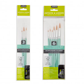 Pack Pinceles Pelo Sintético Redondo Mango Corto Pébéo