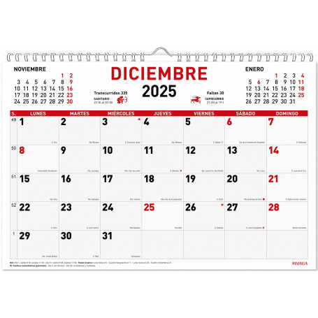 Planning Mensual Espiral 43x31 cm Myrga 2026