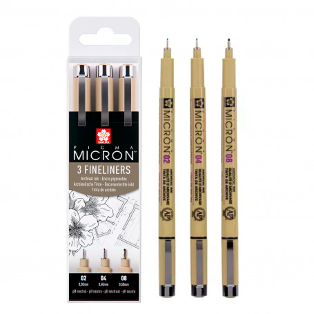 Set 3 Rotuladores Pigma Micron Sakura