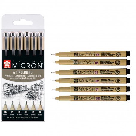 Set 6 Rotuladores Pigma Micron Sakura