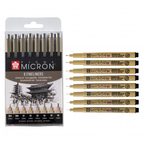 Set 8 Rotuladores Pigma Micron Sakura