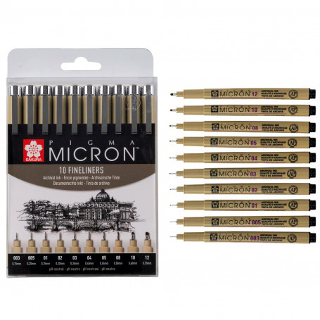 Set 10 Rotuladores Pigma Micron Sakura