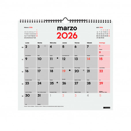 Calendario Pared para Escribir Finocam 2026 Modelo L
