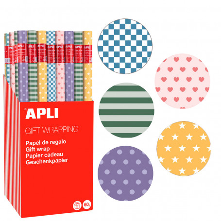 Rollo Papel Regalo Pastel 70 x 200 cm Apli