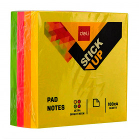 Cubo de Notas Adhesivas Neón Deli