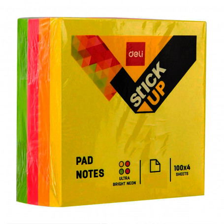 Cubo de Notas Adhesivas Neón Deli