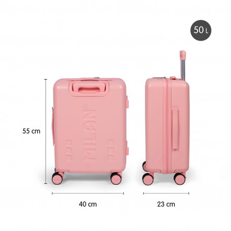 Maleta Cabina Rígida 55cm Milan 430 Since 1918 Rosa Dimensiones