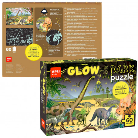 Puzle 60 Piezas Apli Kids Dinosaurios Glow in the Dark