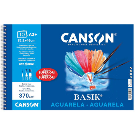 Bloc Acuarela 370grs Basik Canson A3
