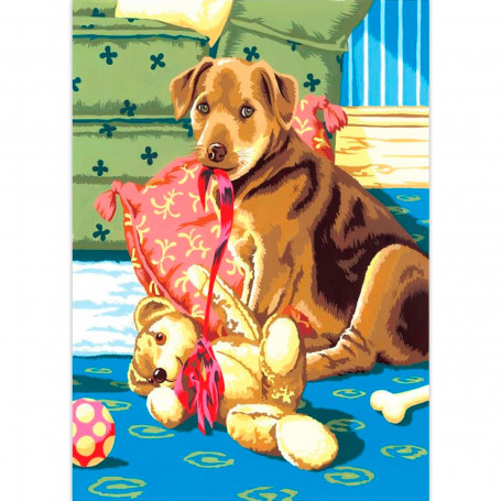 Pintar por Números Cachorro con Peluche Proyecto