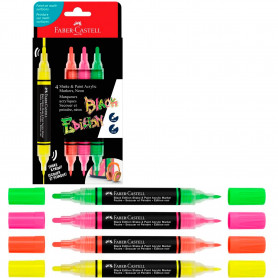 Set Marcadores Neón Shake & Paint Black Edition Faber Castell