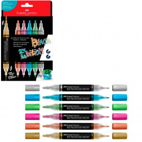 Set 6 Marcadores Colores Metálicos Black Edition Faber Castell
