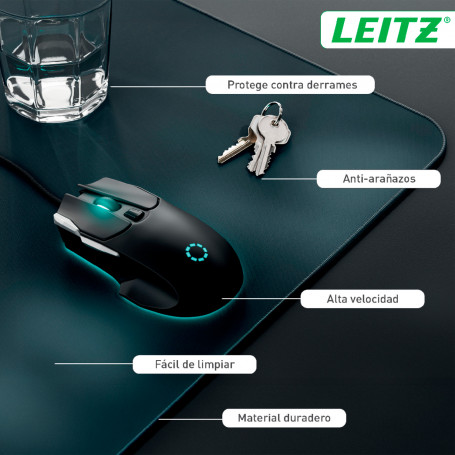 Alfombrilla Sobremesa XL 100 x 40 cm Gris Terciopelo Leitz Características