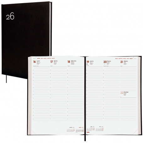 Agenda Milano Y12 Semana Vista Vertical Negro Finocam 2026