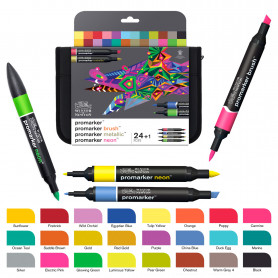 Set Mixto 24 Marcadores Brushmarker y Promarker Winsor & Newton