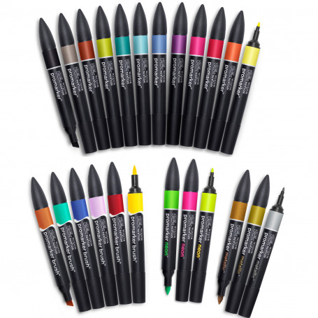 Set Mixto 24 Marcadores Brushmarker y Promarker Winsor & Newton