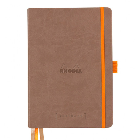 Cuaderno Tapa Dura Simil Piel y con Goma Elástica 90grs Rhodiarama