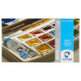 Caja plástico con 18 colores de acuarela Van Gogh