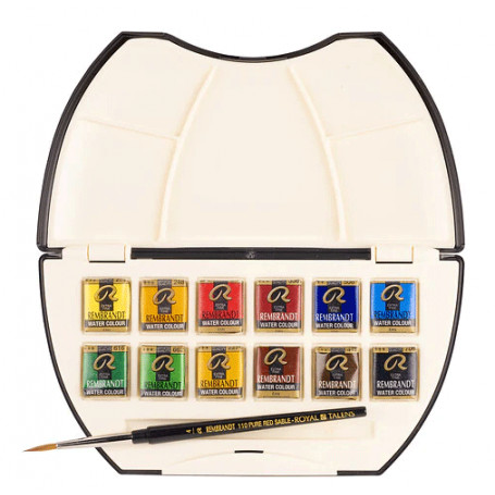 caja-plastico-acuarela-rembrandt-con pincel