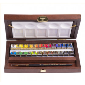 Caja de Madera 24 Pastillas + Accesorios Tradicional Rembrandt