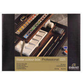 Caja de Madera Profesional 28 pastillas + accesorios Rembrandt