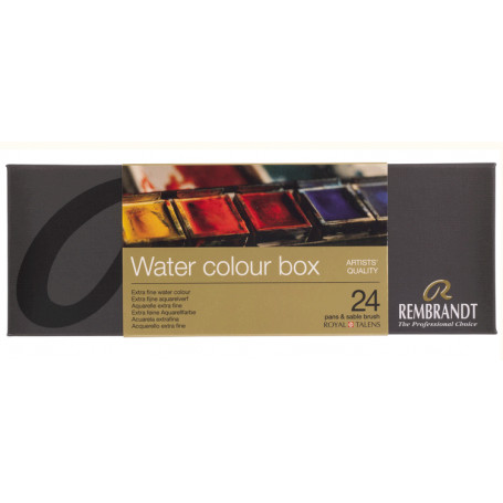 Caja Metálica de 24 Acuarelas + Pincel Rembrandt