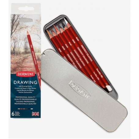 Estuche Metálico con 6 Lapiceros de Dibujo Derwent