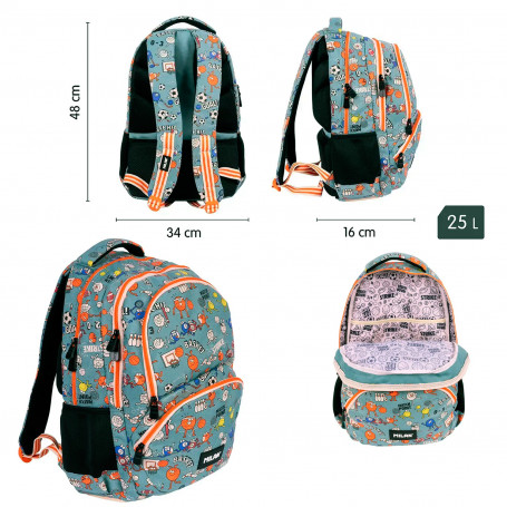 Mochila Escolar 4 Cremalleras Milan