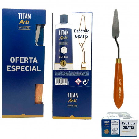 Pack Óleo Extrafino Blanco Titanio 200ml + Espátula Titan Arts