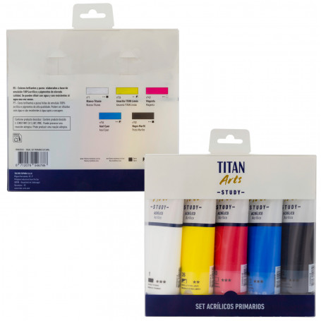 Set Acrílicos Titanarts 120ml 5 Colores Básicos Titan