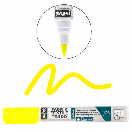 Rotulador Textil Punta Pincel Tejidos Claros 7A Pébéo Amarillo Fluorescente