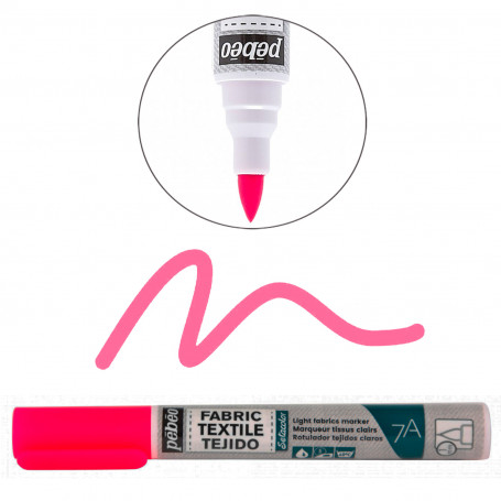 Rotulador Textil Punta Pincel Tejidos Claros 7A Pébéo Rosa Fluorescente