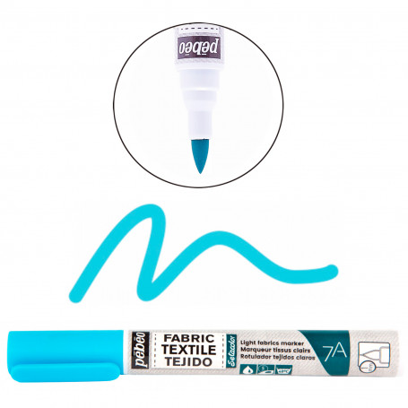 Rotulador Textil Punta Pincel Tejidos Claros 7A Pébéo Azul Fluorescente